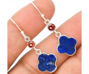 Lapis Lazuli and Garnet Earrings SDE85219 E-1006, 10x10 mm