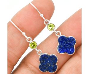 Lapis Lazuli and Peridot Earrings SDE85220 E-1006, 10x10 mm