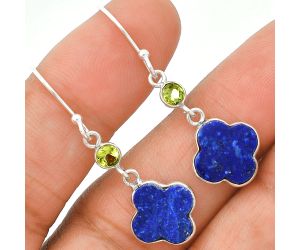 Lapis Lazuli and Peridot Earrings SDE85224 E-1006, 10x10 mm