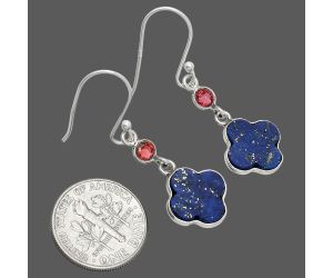 Lapis Lazuli and Garnet Earrings SDE85227 E-1006, 10x10 mm