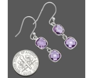 Amethyst Checker Briolette Earrings SDE85308 E-1006, 7x7 mm