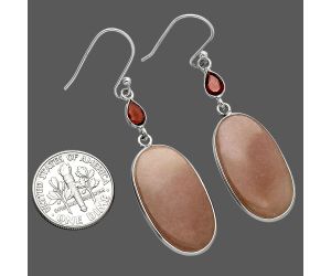 Pink Aventurine and Garnet Earrings SDE85347 E-1002, 14x25 mm