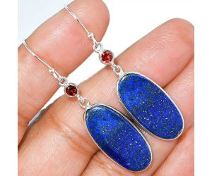 Lapis Lazuli and Garnet Earrings SDE85377 E-1002, 12x26 mm