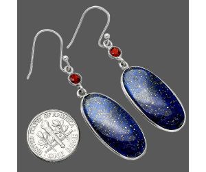 Lapis Lazuli and Garnet Earrings SDE85377 E-1002, 12x26 mm