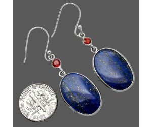 Lapis Lazuli and Garnet Earrings SDE85412 E-1002, 14x21 mm