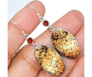 Picture Jasper and Garnet Earrings SDE85441 E-1002, 15x26 mm