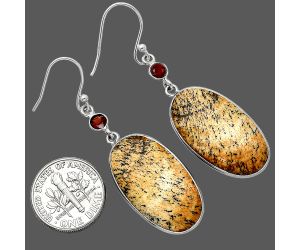 Picture Jasper and Garnet Earrings SDE85441 E-1002, 15x26 mm