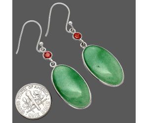 Green Aventurine and Garnet Earrings SDE85443 E-1002, 14x24 mm