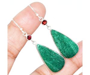 Green Aventurine and Garnet Earrings SDE85444 E-1002, 13x26 mm