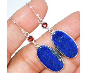 Lapis Lazuli and Garnet Earrings SDE85445 E-1002, 12x22 mm