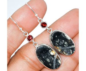 Picasso Jasper and Garnet Earrings SDE85446 E-1002, 12x20 mm