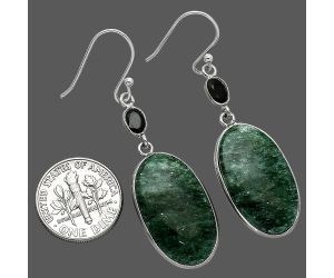 Green Aventurine and Black Onyx Earrings SDE85485 E-1002, 14x24 mm