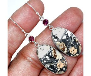 Maligano Jasper and Ruby Earrings SDE85489 E-1002, 14x26 mm