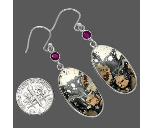 Maligano Jasper and Ruby Earrings SDE85489 E-1002, 14x26 mm