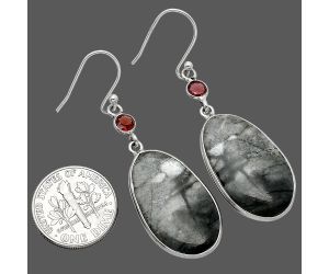 Picasso Jasper and Garnet Earrings SDE85545 E-1002, 15x25 mm