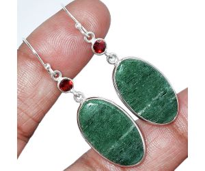 Green Aventurine and Garnet Earrings SDE85553 E-1002, 14x23 mm