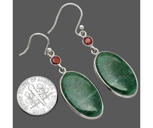 Green Aventurine and Garnet Earrings SDE85553 E-1002, 14x23 mm