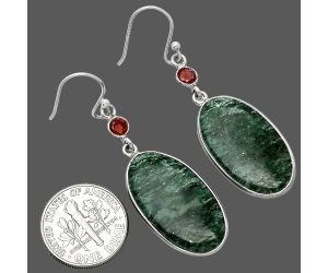 Green Aventurine and Garnet Earrings SDE85572 E-1002, 14x25 mm