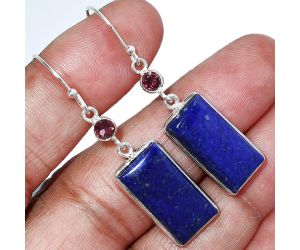 Lapis Lazuli and Garnet Earrings SDE85617 E-1002, 10x20 mm