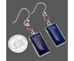 Lapis Lazuli and Garnet Earrings SDE85617 E-1002, 10x20 mm