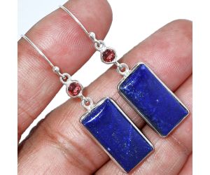 Lapis Lazuli and Garnet Earrings SDE85618 E-1002, 10x20 mm