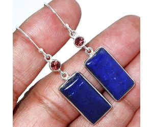 Lapis Lazuli and Garnet Earrings SDE85619 E-1002, 10x20 mm