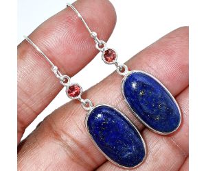 Lapis Lazuli and Garnet Earrings SDE85620 E-1002, 12x21 mm