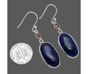 Lapis Lazuli and Garnet Earrings SDE85620 E-1002, 12x21 mm