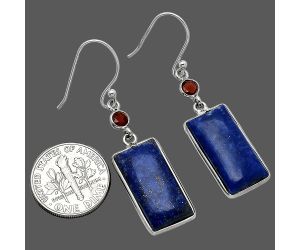 Lapis Lazuli and Garnet Earrings SDE85633 E-1002, 10x20 mm