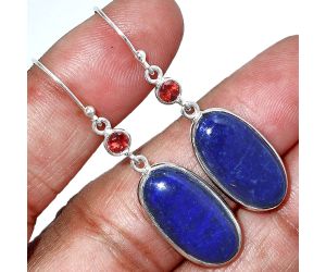 Lapis Lazuli and Garnet Earrings SDE85636 E-1002, 11x20 mm