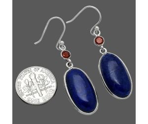 Lapis Lazuli and Garnet Earrings SDE85636 E-1002, 11x20 mm