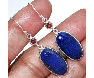 Lapis Lazuli and Garnet Earrings SDE85637 E-1002, 11x21 mm