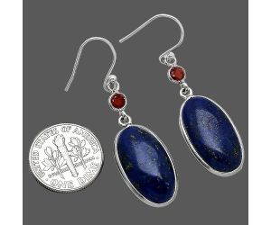 Lapis Lazuli and Garnet Earrings SDE85637 E-1002, 11x21 mm