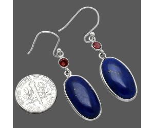 Lapis Lazuli and Garnet Earrings SDE85638 E-1002, 12x21 mm