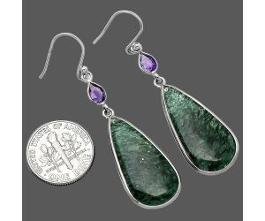 Green Aventurine and Amethyst Earrings SDE85641 E-1002, 13x27 mm