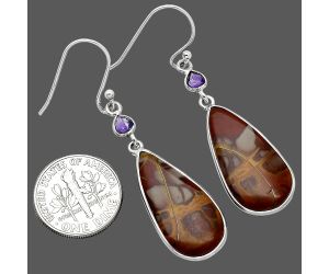 Noreena Jasper and Amethyst Earrings SDE85643 E-1002, 12x25 mm