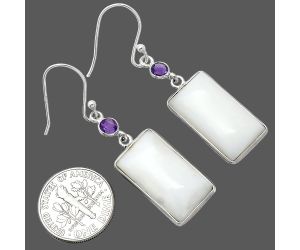 White Opal and Amethyst Earrings SDE85660 E-1002, 11x21 mm