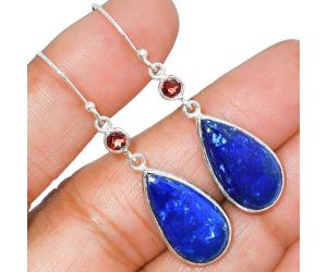 Lapis Lazuli and Garnet Earrings SDE85672 E-1002, 10x21 mm