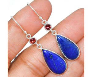 Lapis Lazuli and Garnet Earrings SDE85678 E-1002, 10x20 mm