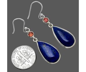 Lapis Lazuli and Garnet Earrings SDE85678 E-1002, 10x20 mm