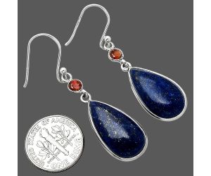 Lapis Lazuli and Garnet Earrings SDE85679 E-1002, 11x22 mm