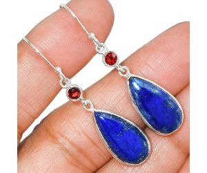 Lapis Lazuli and Garnet Earrings SDE85680 E-1002, 10x20 mm