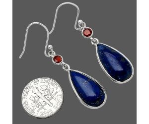 Lapis Lazuli and Garnet Earrings SDE85680 E-1002, 10x20 mm