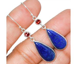 Lapis Lazuli and Garnet Earrings SDE85684 E-1002, 10x19 mm