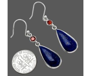 Lapis Lazuli and Garnet Earrings SDE85684 E-1002, 10x19 mm
