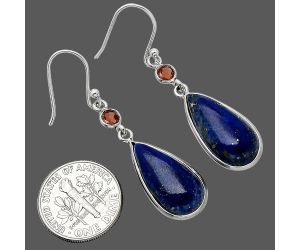 Lapis Lazuli and Garnet Earrings SDE85685 E-1002, 10x20 mm