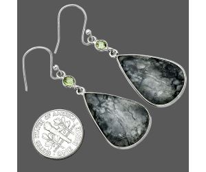 Picasso Jasper and Peridot Earrings SDE85697 E-1002, 16x25 mm