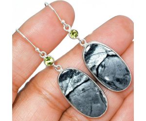 Picasso Jasper and Peridot Earrings SDE85713 E-1002, 14x26 mm