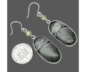 Picasso Jasper and Peridot Earrings SDE85713 E-1002, 14x26 mm