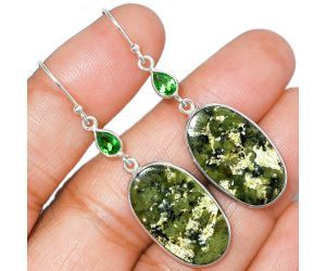 Serpentine and Green Tourmaline Earrings SDE85741 E-1002, 14x23 mm